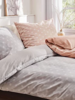 Renforcé-Bettwäsche, Samtrosa -KIBEK Verkäufe Babida Bettwaesche Grau Samtrosa 135x200 mil