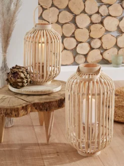 Laterne, Hellbeige -KIBEK Verkäufe BambuslichtBenny Laterne beige Hellbeige mil