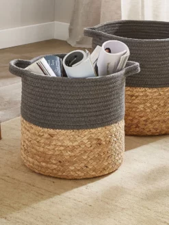 Korb, Anthrazit/Natur -KIBEK Verkäufe Bandra Korb Dunkelgrau AnthrazitNatur mil