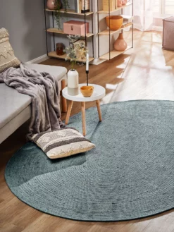 Handweb-Teppich, Aqua