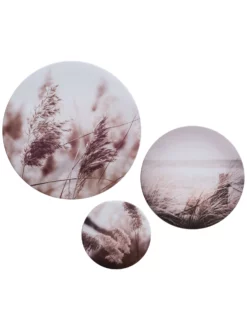 Leinwand Druck, Hellbraun -KIBEK Verkäufe Canvas3er Bild Pampas rosa Multicolor 3erSet pla