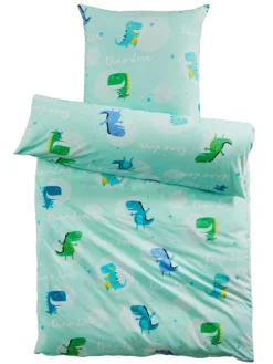 Kinderbettwäsche, Mint -KIBEK Verkäufe DinoLand Bettwaesche tuerkis Mint 135x200 pla