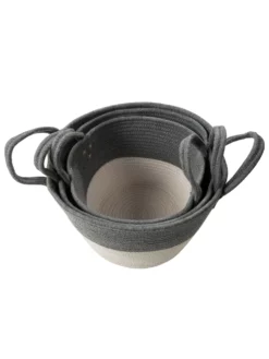 Korb, Grau/Weiss -KIBEK Verkäufe DoubleBag Korb GrauWeiss Set innen per