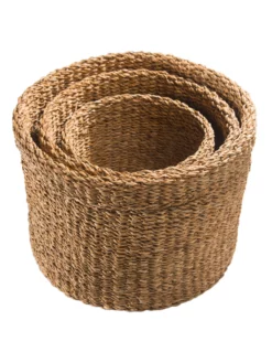 Korb, Natur Seegras -KIBEK Verkäufe FoldingCylinder Korb Braun NaturSeegras set2