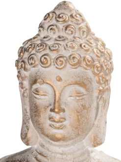 Figur, Weiss/Gold 7 Figur, Weiss/Gold -KIBEK Verkäufe Gartenbuddha Figur Grau WeissGold 14x13x46 lup