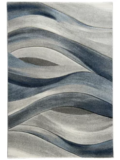 Titelseite -KIBEK Verkäufe Kaleidoskop ModernerTeppich Grau Blau 240x340 pla