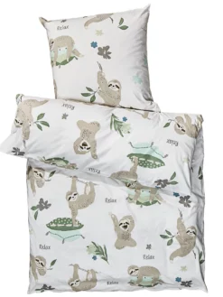 Kinderbettwäsche, Taupe 6 Kinderbettwäsche, Taupe -KIBEK Verkäufe LazyFriends Bettwaesche Beige Taupe 135x200 pla