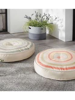 Outdoorkissen, Rosa -KIBEK Verkäufe Leonora Bodenkissen Rosa Blau 60rund mil 1