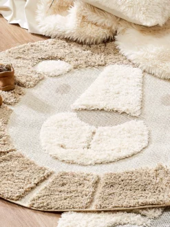 Kinder-Teppich, Beige -KIBEK Verkäufe Lioness KinderTeppich Beige 120rund lup