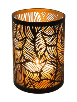 Windlicht, Black/Gold 9 Windlicht, Black/Gold -KIBEK Verkäufe Lisborg Windlicht Schwarz BlackGold 10x10x14 per2