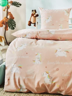 Kinderbettwäsche, Rose -KIBEK Verkäufe MagicalDreams Bettwaesche rosa Rose 135x200 mil