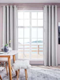 Ösenschal, Silber -KIBEK Verkäufe Malia Gardine Oesenschal hellgrau Silber 140x245 mil