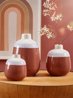 Deko-Vase, Rot/Weiss -KIBEK Verkäufe Marianola DekoVase Rot RotWeiss mil