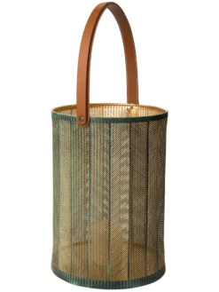 Laterne, Grün/Gold -KIBEK Verkäufe Maribel Laterne gruen GruenGold 25x25x35 per3