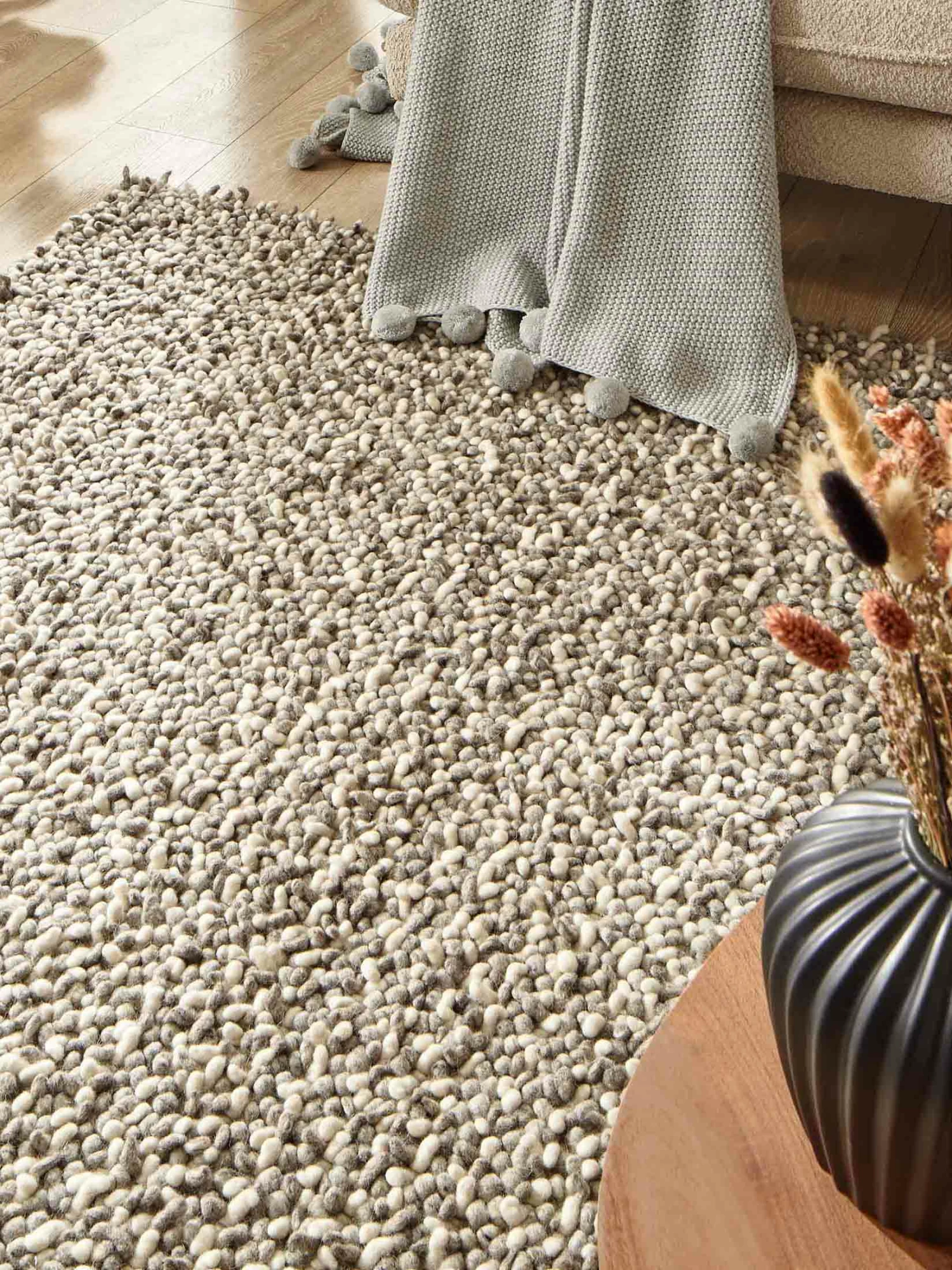 Woll-Teppich, Grey/White 4 Woll-Teppich, Grey/White – Bild 2