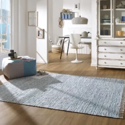 Fleckerl-Teppich, Blue Bay White