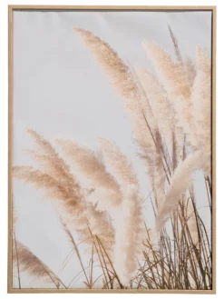 Leinwand-Druck-gerahmt, Weiss -KIBEK Verkäufe PampasWind Druckgerahmt Beige Weiss 52x72 pla