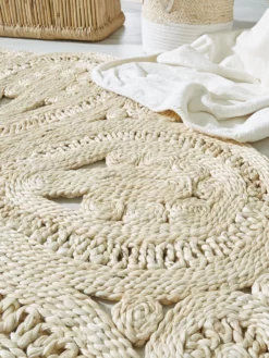 Jute-Teppich, Beach -KIBEK Verkäufe Perleta JuteTeppich Beige Beach 90rund lup2
