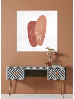 Druck Gerahmt, Orange/Weiss