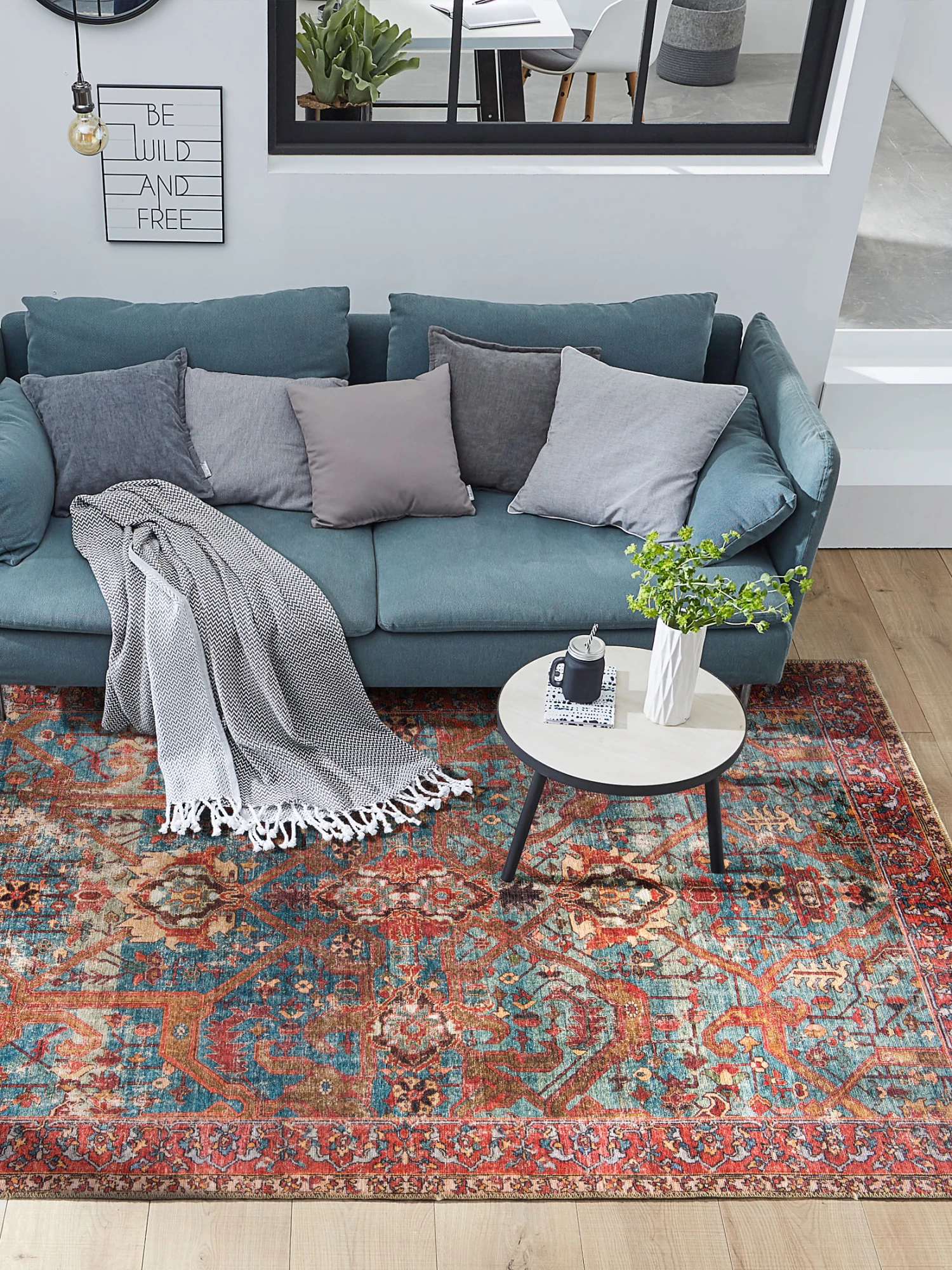 Vintage-Teppich, Dunkelrot 3 Vintage-Teppich, Dunkelrot