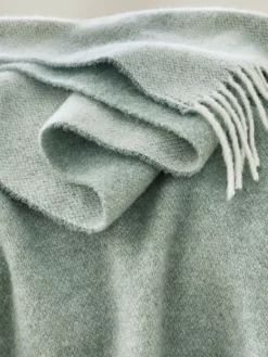Wolldecke, Offwhite/Mint -KIBEK Verkäufe Runa Decke Gruen OffwhiteMint 140x200 lup2