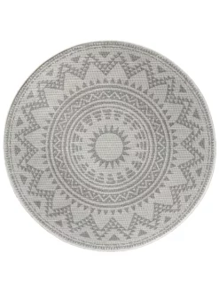 Outdoor-Teppich, Creme 7 Outdoor-Teppich, Creme -KIBEK Verkäufe Savela FlachgewebeTeppich beige Creme 160rund pla