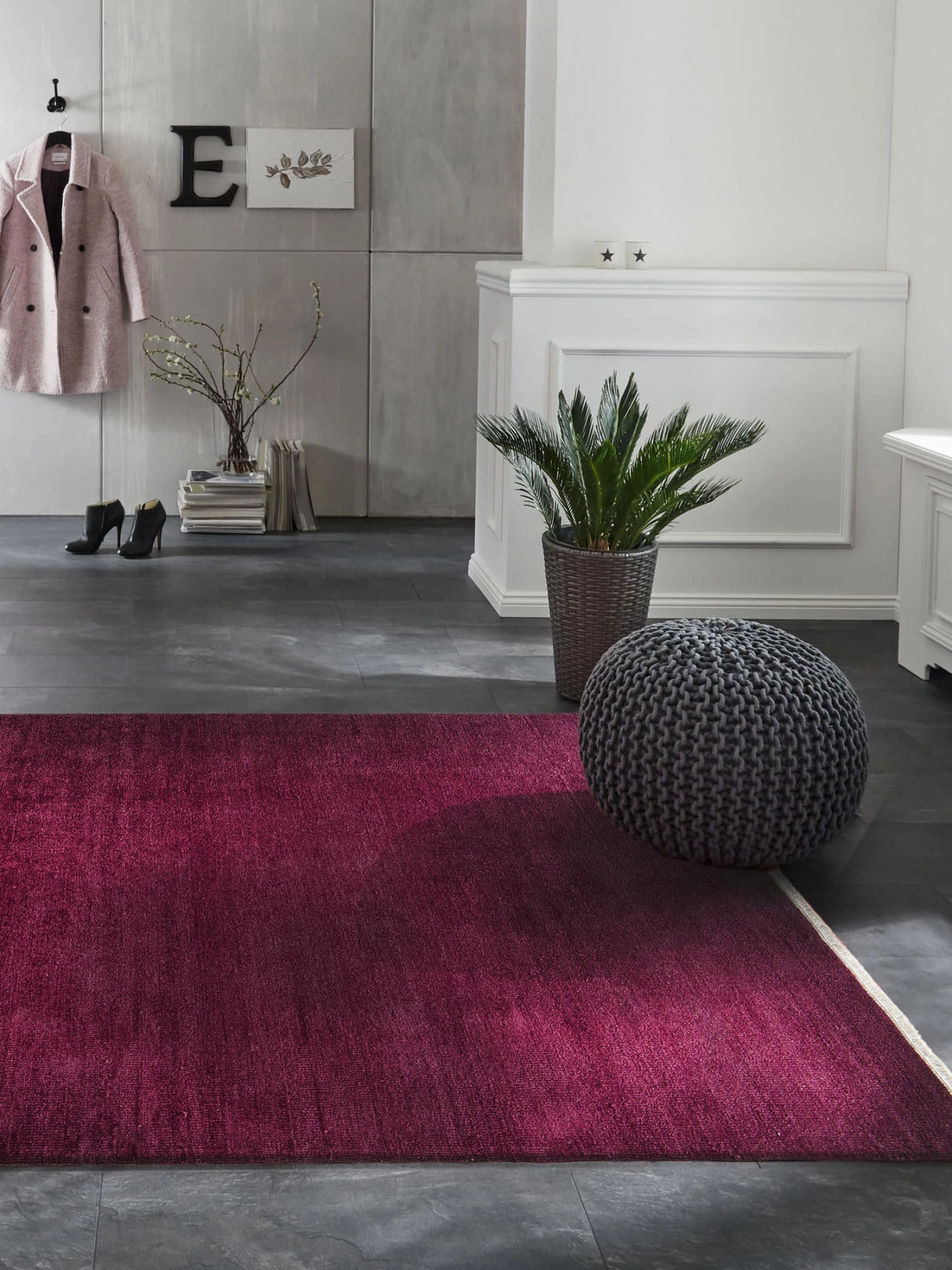 Flachgewebe-Teppich, Aubergine 3 Flachgewebe-Teppich, Aubergine