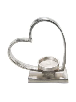 Teelichthalter, Nickel -KIBEK Verkäufe SingleHeart Kerzenstaender Silber Nickel 12x25x272C3 per1202