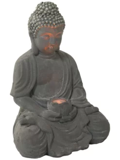 Figur, Hellgrau -KIBEK Verkäufe SitzenderBuddha Figur Grau Hellgrau 36x29x50 per2