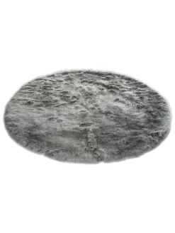 Kunstfell-Teppich, Taupe -KIBEK Verkäufe Skara KunstfellTeppich Hellgrau Taupe 160rund fper