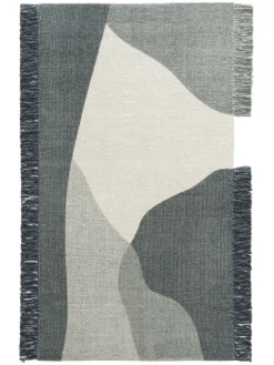 Flachgewebe-Teppich, Grau-Weiss