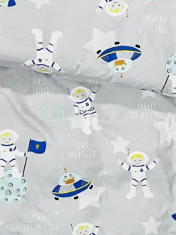 Kinderbettwäsche, Grey -KIBEK Verkäufe SpaceStar Bettwaesche Grau Grey 135x200 lup