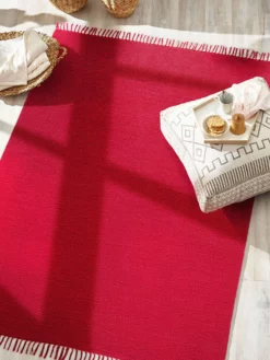 Baumwoll-Teppich, Himbeerrot