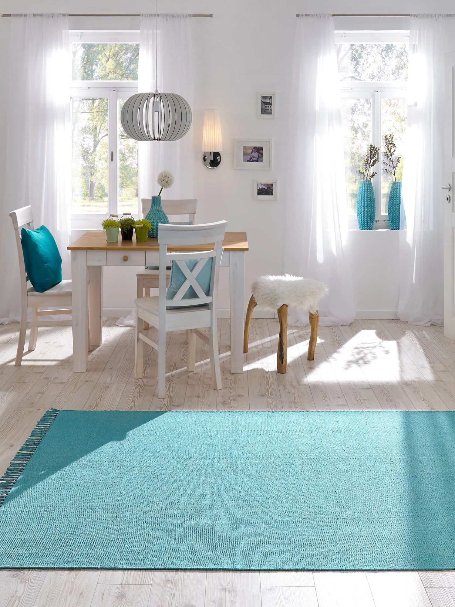 Flachgewebe-Teppich, Türkis 3 Flachgewebe-Teppich, Türkis
