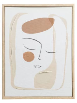 Leinwand-Druck-handbemalt, Beige/Weiss -KIBEK Verkäufe Theodora Druckgerahmt Beige BeigeWeiss 30x40 pla