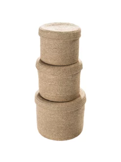 Korb, Dunkelbeige -KIBEK Verkäufe Tiffin Korb Beige Dunkelbeige set2