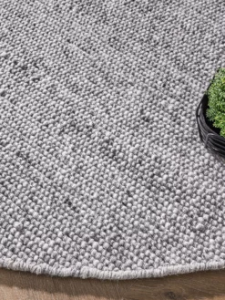 Woll-Teppich, Grey -KIBEK Verkäufe Tjaellmo HandwebTeppich Grau Grey 200rund lup2